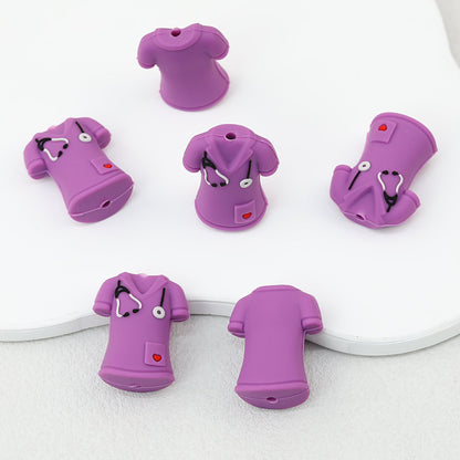 Medical Uniform 3D Silicone Focal Beads Nurse Outfit 20pcs - Purple