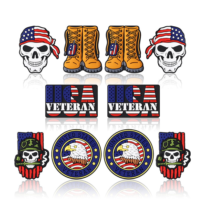 Silicone Focal Beads USA Veterans USA Skeleton Flag Front View 20Pcs 2