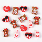 3D Highland Cow Silicone Focal Beads Wholesale, Six Seven 67 Red Love Heart Character
