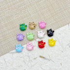 Fortune Cat Metal Beads 13mm Painted Glossy Lucky Colors 17