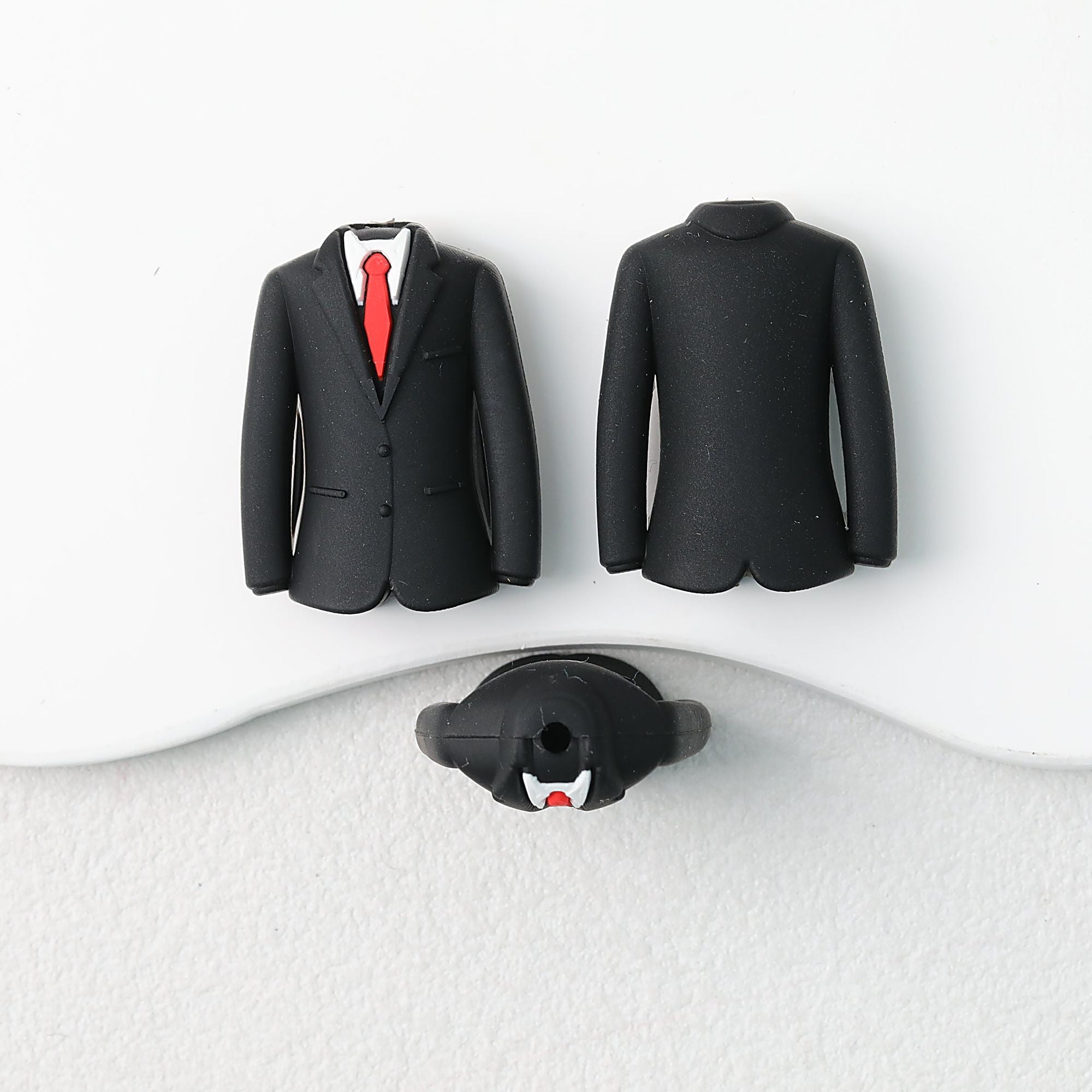 Father's Day Suit 3D Silicone Focal Beads Black Red Tie 20pcs