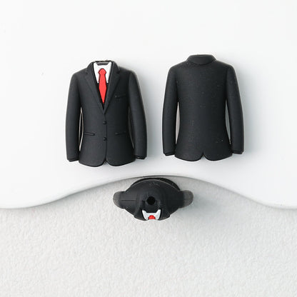 Father's Day Suit 3D Silicone Focal Beads Black Red Tie 20pcs
