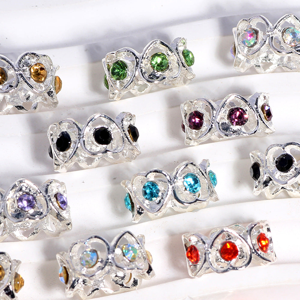 Vintage Micro Pave Zircon Heart Alloy Beads 16mm 10pcs 6