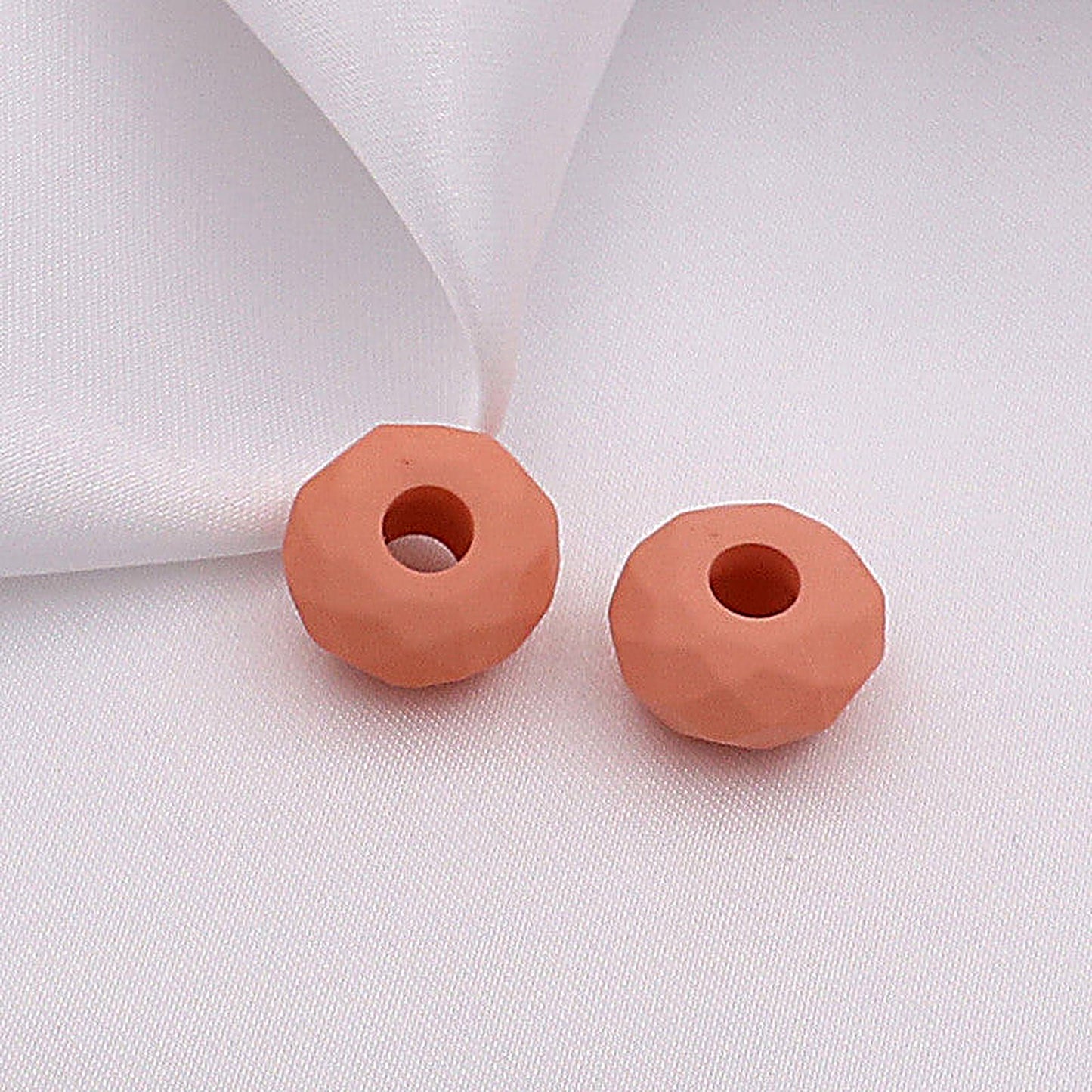 Acrylic Faceted Spacer Beads 14mm Rubberized Finish 40pcs - Soft Pink