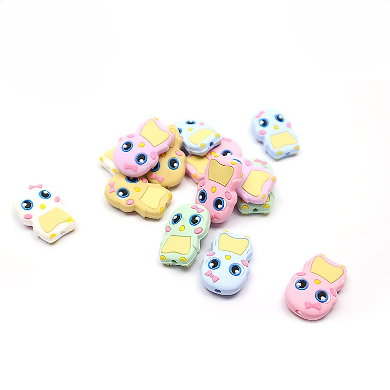 Silicone Focal Beads Little Duck Bowknot Big Eyes Pastel Colors 20pcs 4
