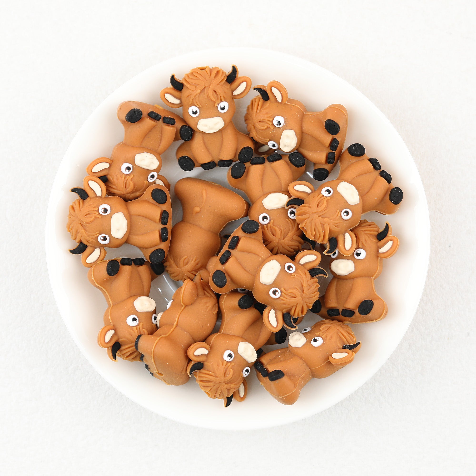  3D Cute Highland Cow Silicone Focal Beads 20Pcs 4