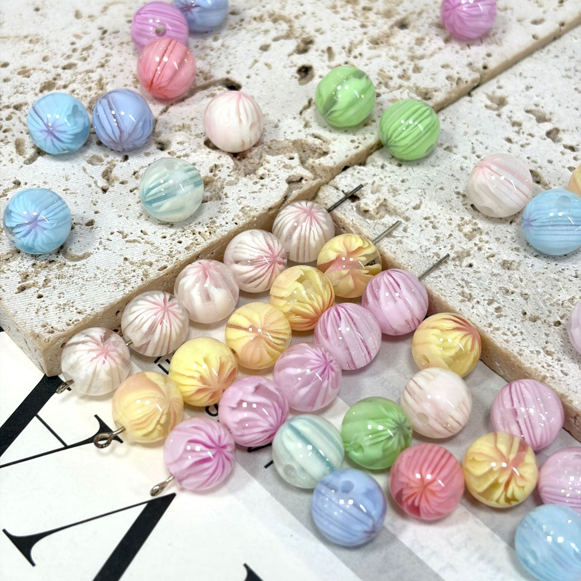 Color Changing Cherry Blossom Resin Round Beads 50pcs