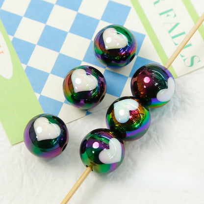 Cream Color Heart Acrylic Beads 16mm Glossy Finish 10pcs 6