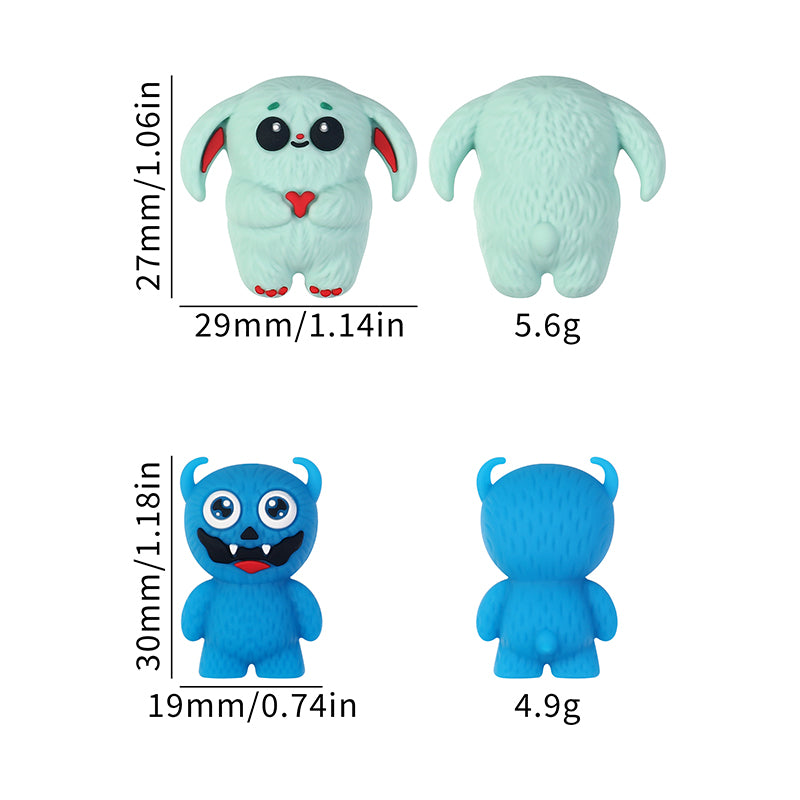 Silicone 3D Focal Beads Little Monster Bright Eyes Quirky Expressions 20pcs 9