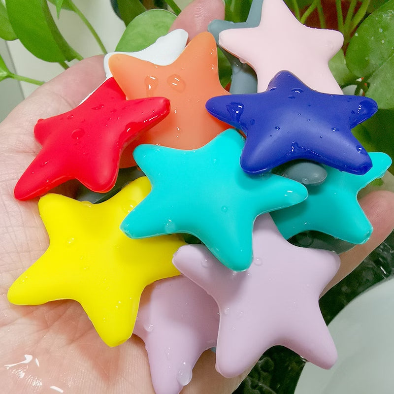 Star Shaped 45mm Silicone Beads Smooth Surface 50pcs 3