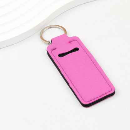 Neoprene Sublimation Lip Balm Chapstick Holder Keychain Solid Color
