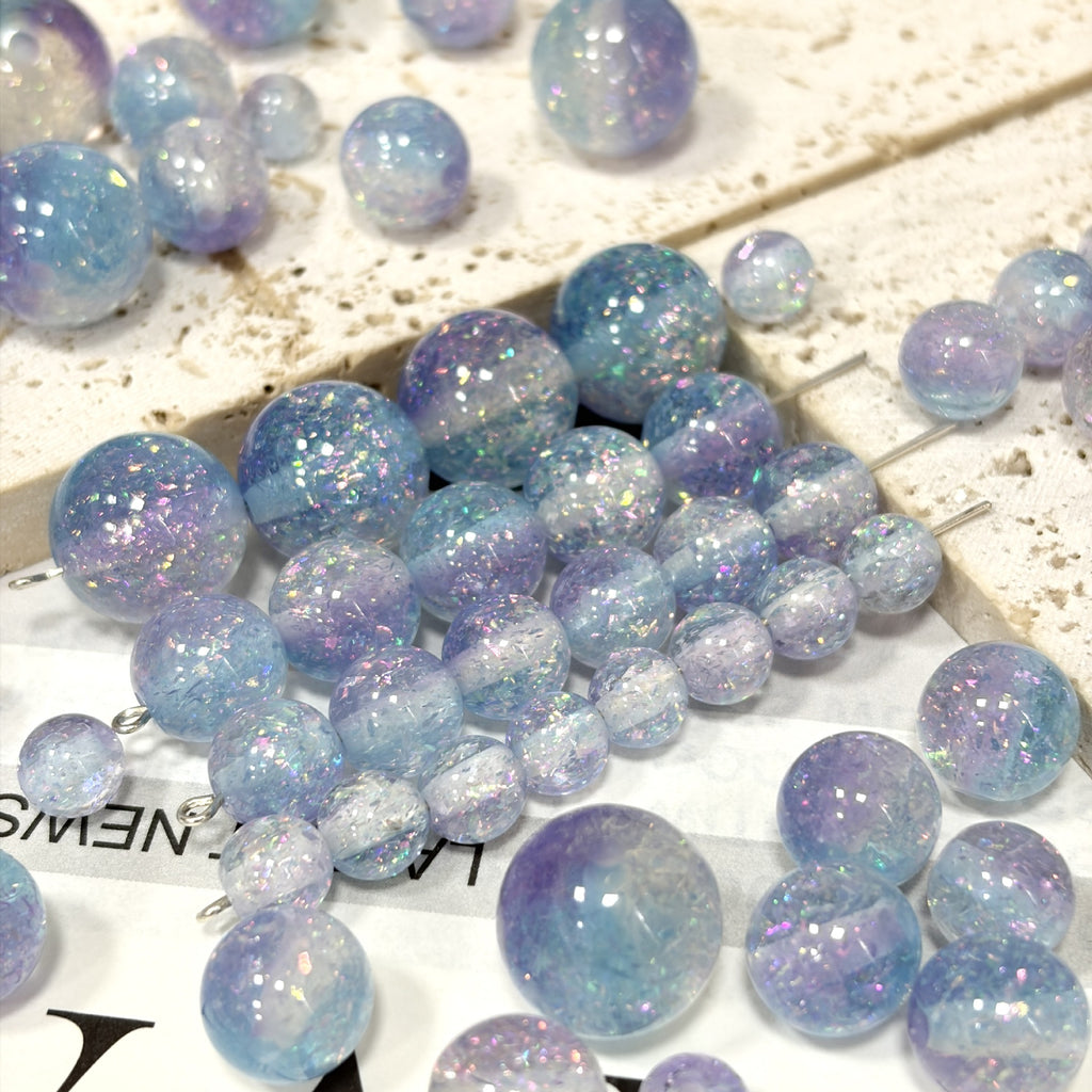 Dual Tone 8mm Round Resin Opal Beads Sparkling Glitter Finish 50pcs 6