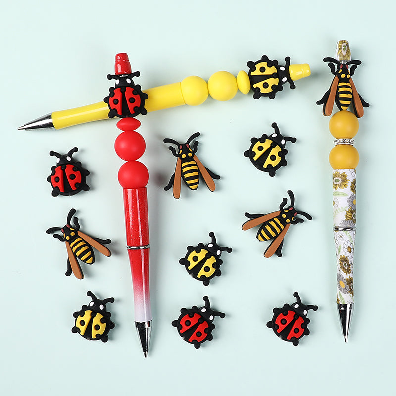 Silicone 3D Focal Beads Ladybug Wasp Insect Detailed Wings and Antennae 20pcs 6