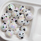 Hand Painted Bear Round Acrylic Beads 16mm Pastel Colors 10pcs 7