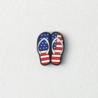 USA Flag Independence Day Flip Flop Silicone Focal Beads20pcs