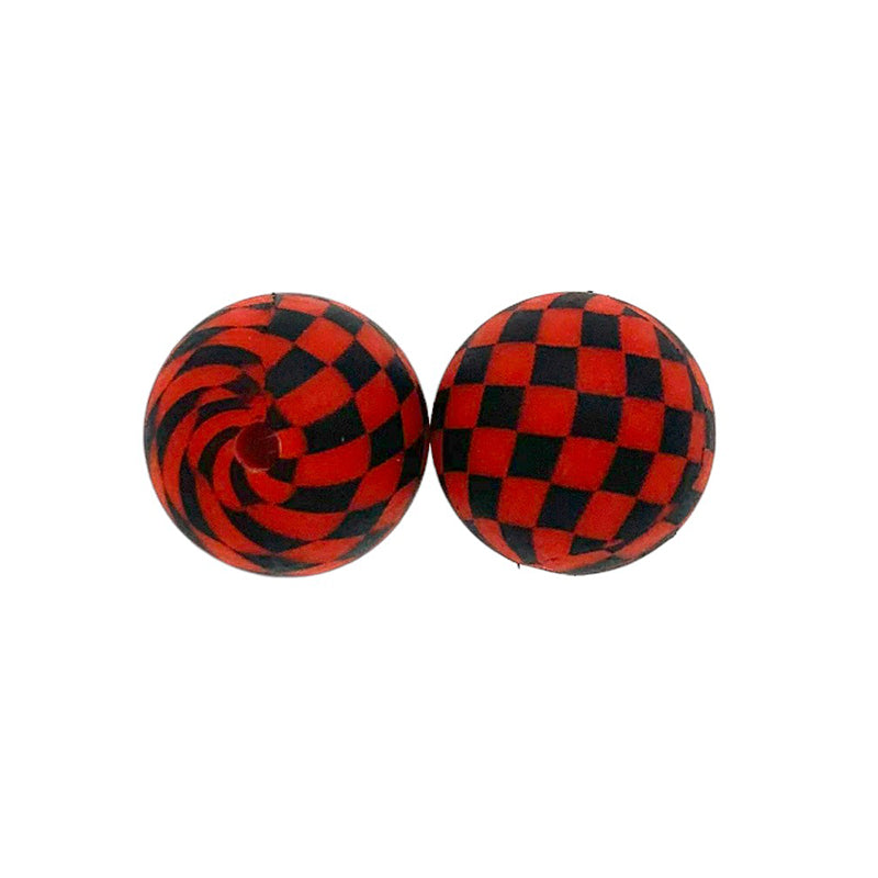 15mm Checkered Silicone Beads Classic Color Pattern 50pcs 5