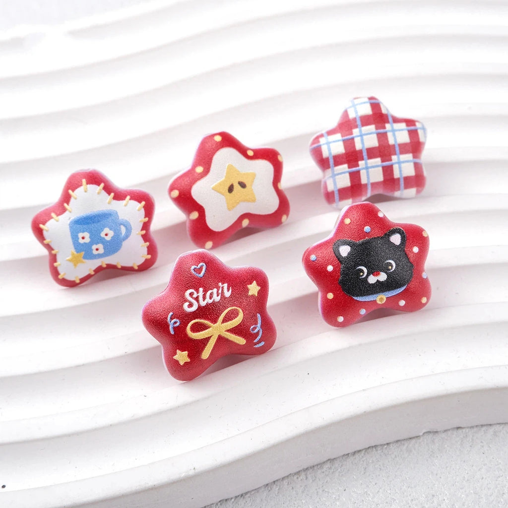 Lucky Red Star Acrylic Beads 20mm Colorful Mixed 20pcs 3