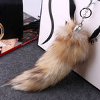 Plush Fox Tail Keychain Soft Natural Fur Pom Pom Charm 6