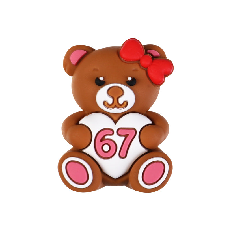 Silicone 3D Focal Beads Six Seven Red Highland Cattle Love 20Pcs