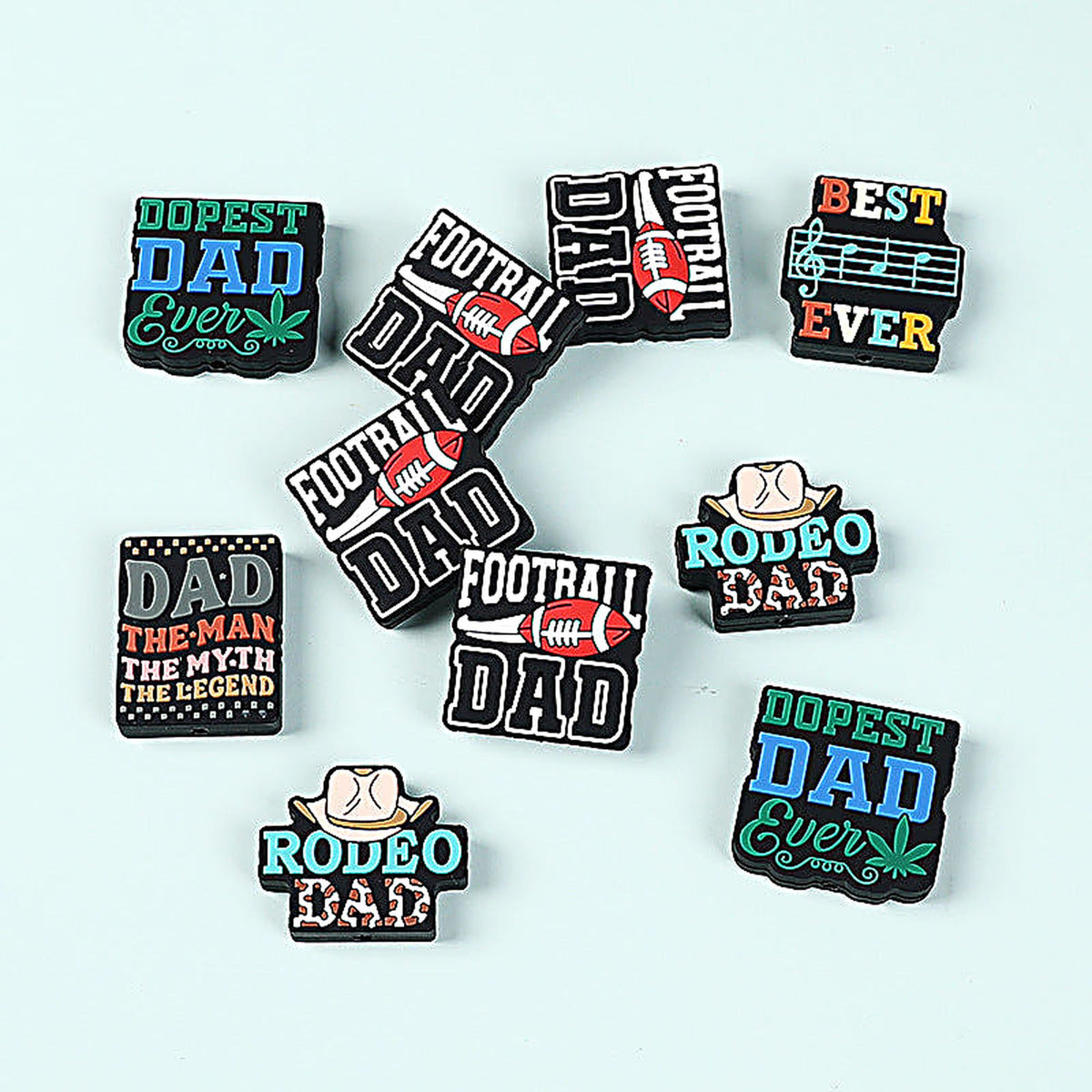 Silicone Focal Beads Dad Theme Legendary Dad Best Ever 20pcs