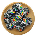Silicone Focal Beads Star Of Life Black and Rainbow Stripes 20pcs 2