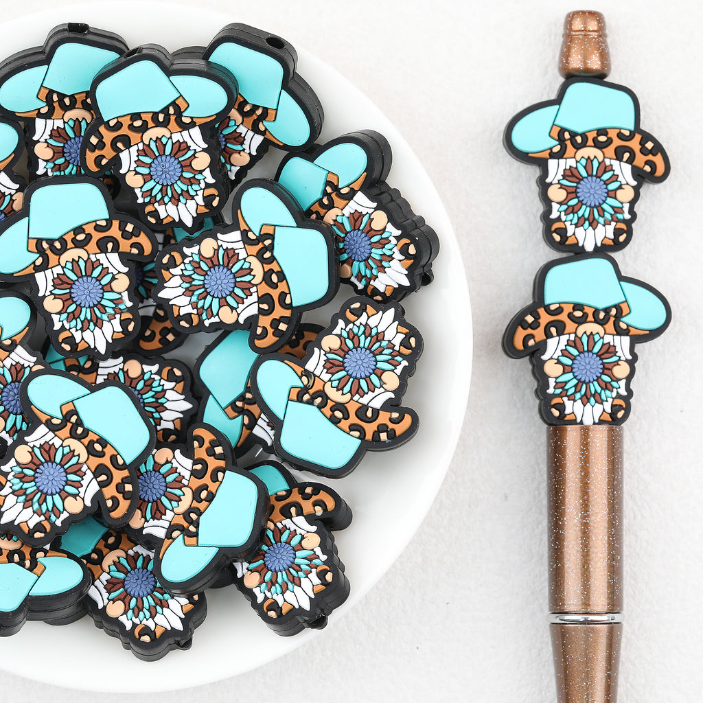 Blue Hat Daisy Dwarf Silicone Focal Beads 20Pcs 