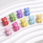 Cartoon Printed Teddy Bear Acrylic Beads 16mm Colorful Mixed 50pcs