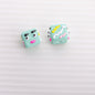 Painted Square Acrylic Beads 15mm Circus Pig Rabbit Expression 5pcs 4