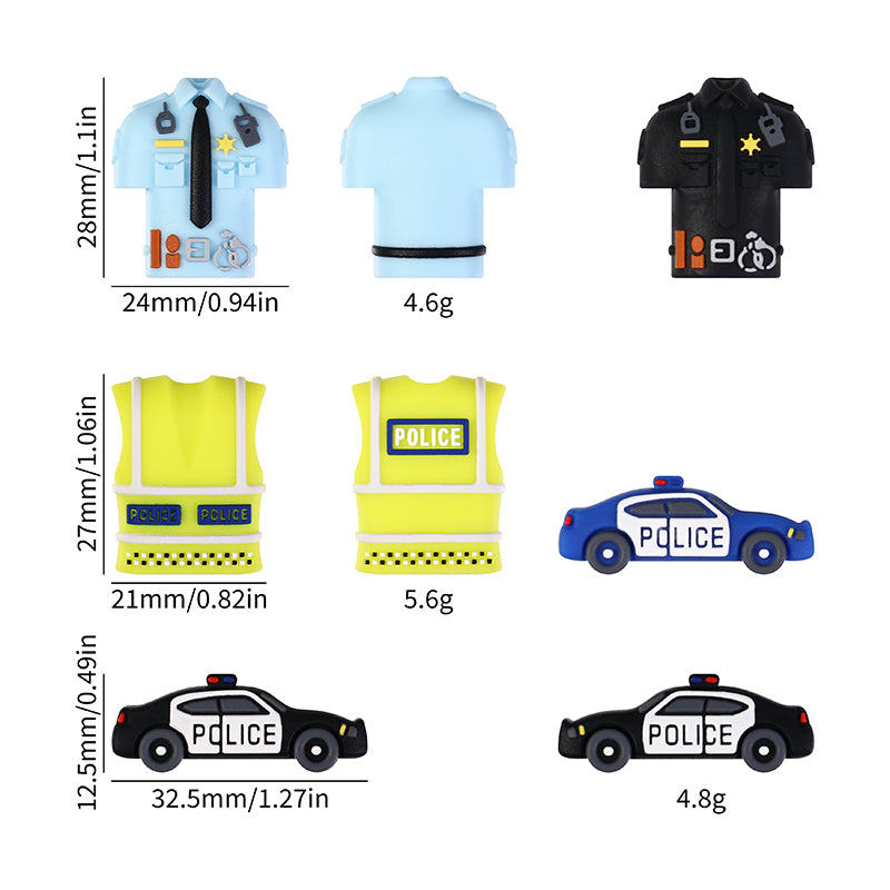 Silicone 3D Police Theme Focal Beads 20 pcs 9
