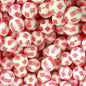 15mm Silicone Beads Red Peach Heart Print 50pcs