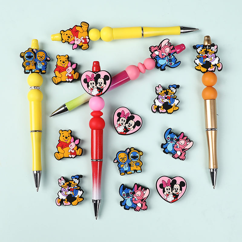 Silicone Focal Beads Disney Mickey Minnie Pooh Bear Heart 20pcs 7