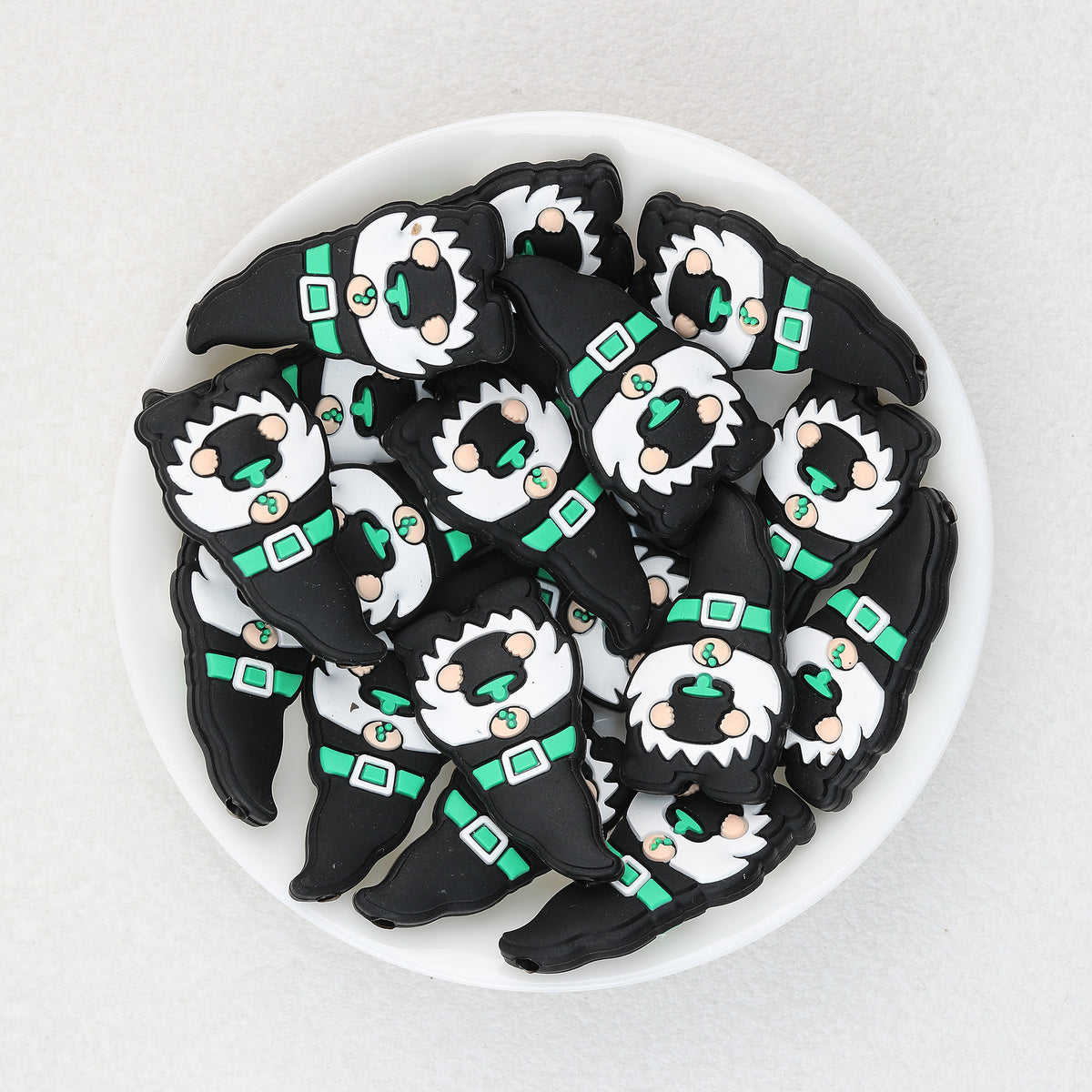Gnome Cauldron silicone focal beads Wholesale, Black Halloween Wizard Green Accents