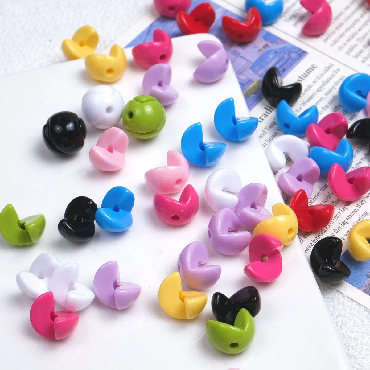 Solid Color Snap-fit Half Sphere Acrylic Beads 12mm Glossy 100pcs