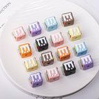 Hand Drawn Candle Square Acrylic Beads 16mm Colorful 5pcs