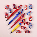 Silicone 3D Focal Beads Independence Day Dwarf USA Text Stars 20pcs 9