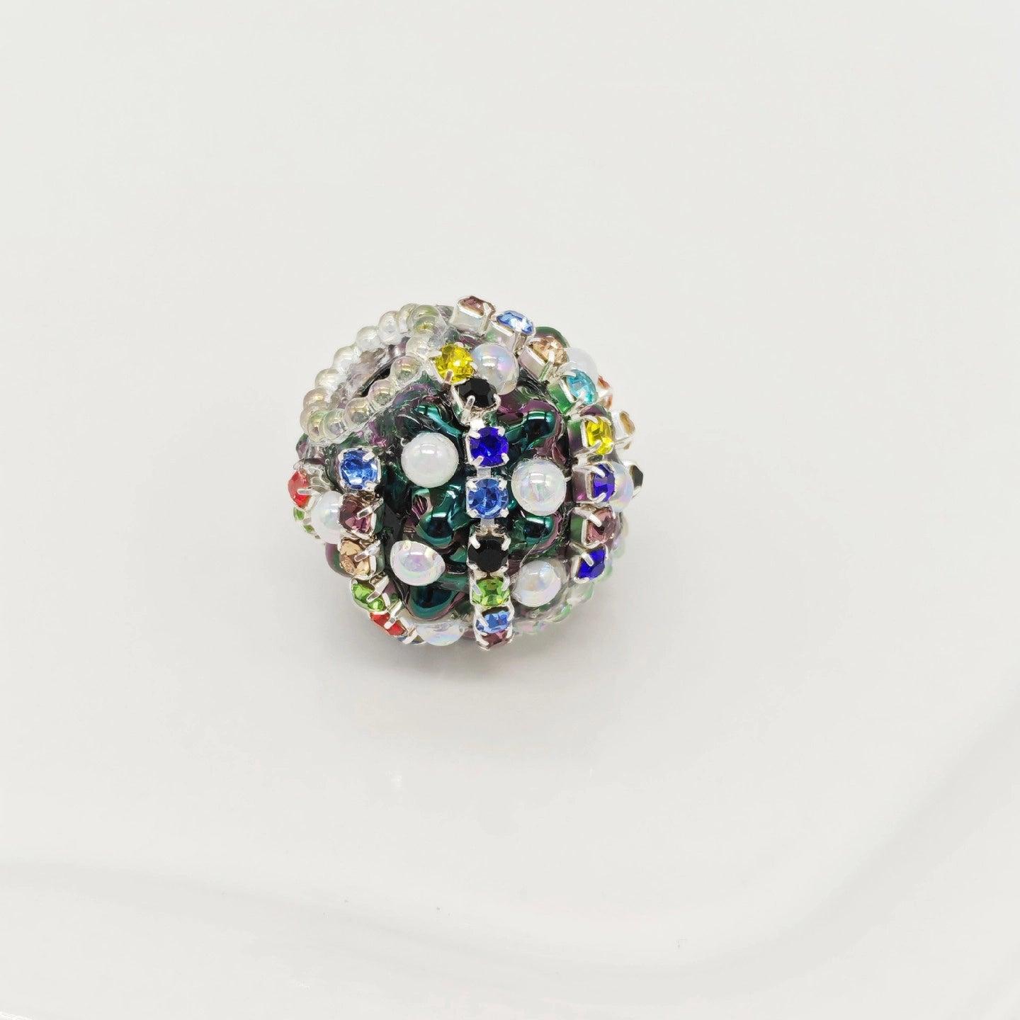 Wavy Rhinestone Beads 18mm Bubblegum Acrylic Multicolor 4pcs 7