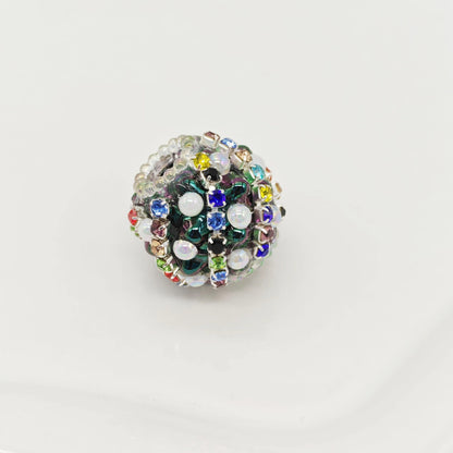 Wavy Rhinestone Beads 18mm Bubblegum Acrylic Multicolor 4pcs 7