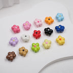 Hand Painted Irregular Flower Acrylic Beads 16mm Enamel Finish 50pcs 2