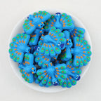 Blue 3D Peacock Silicone Focal Beads with Hole 20pcs