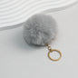Pom Pom Keychain Plush Violet Faux Fur Ball Gold Ring 8cm
