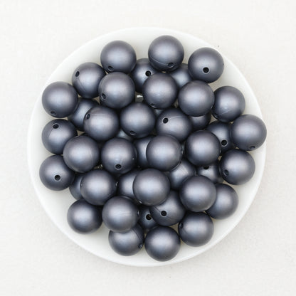 Metallic 15mm Round Silicone Beads 50pcs 5