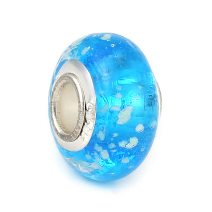 Glass Round Spacer Beads 15mm Glow In The Dark Glitter Powder 10pcs 3