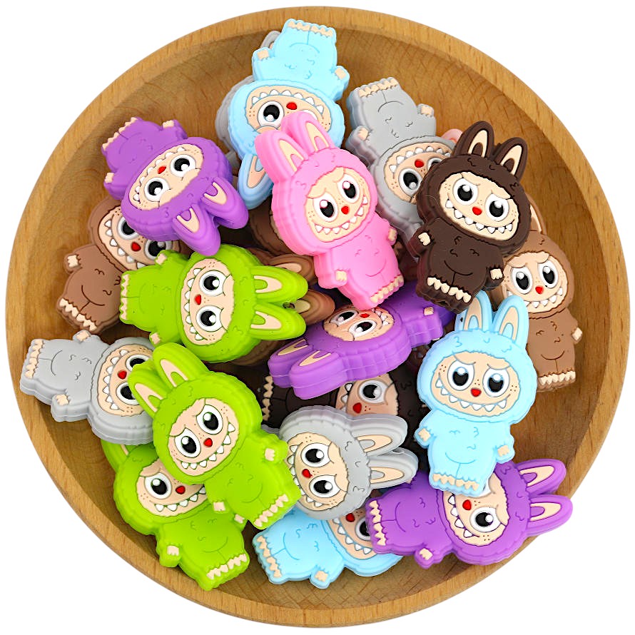 Silicone Focal Beads Bunny Characters Standing Upright 20pcs 10