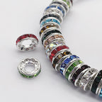 Copper Round Spacer Beads 10mm Large Hole Rhinestone 100pcs