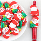 3D Santa Claus Tree Silicone Focal Beads