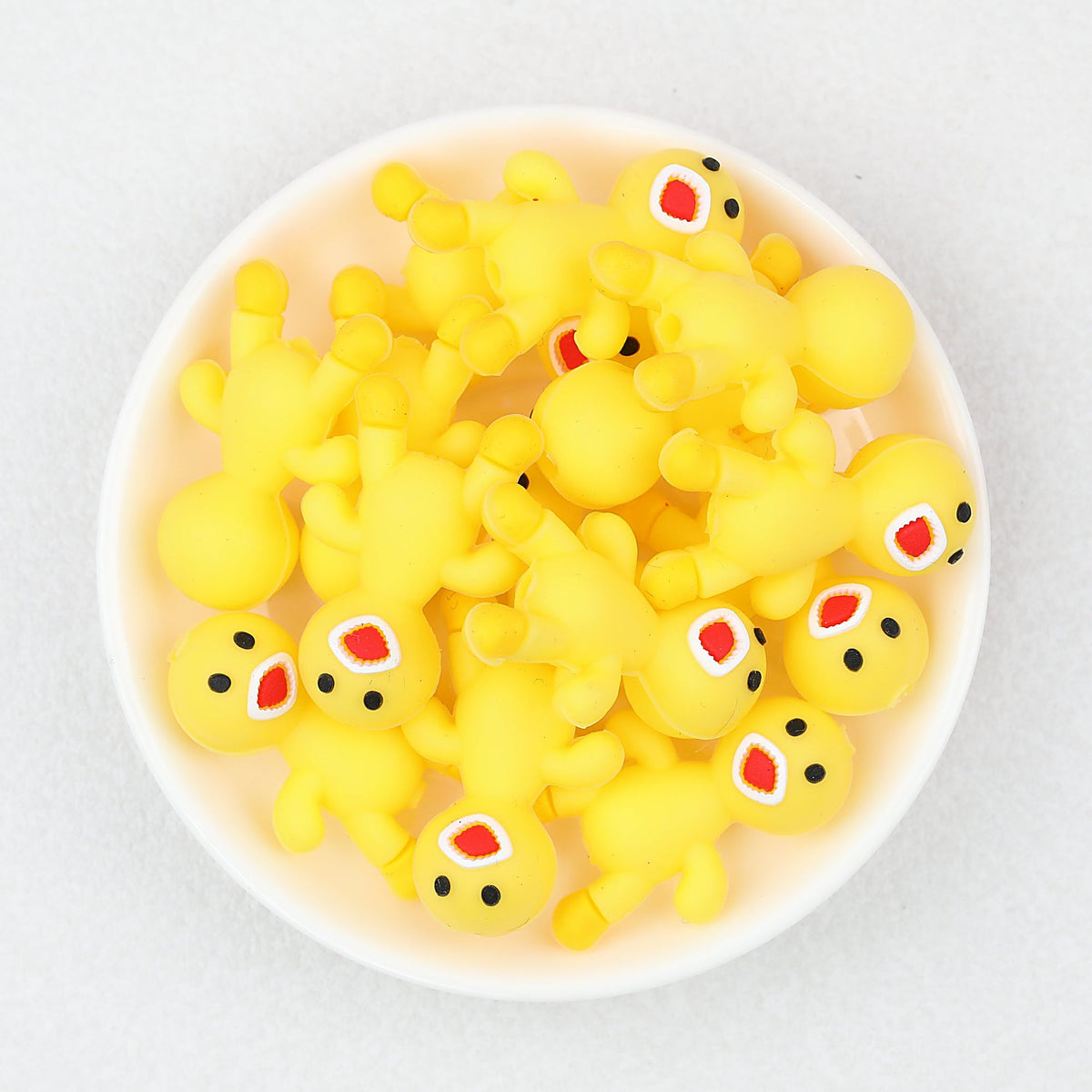 Yellow 3D Monster Silicone Focal Beads 20 pcs