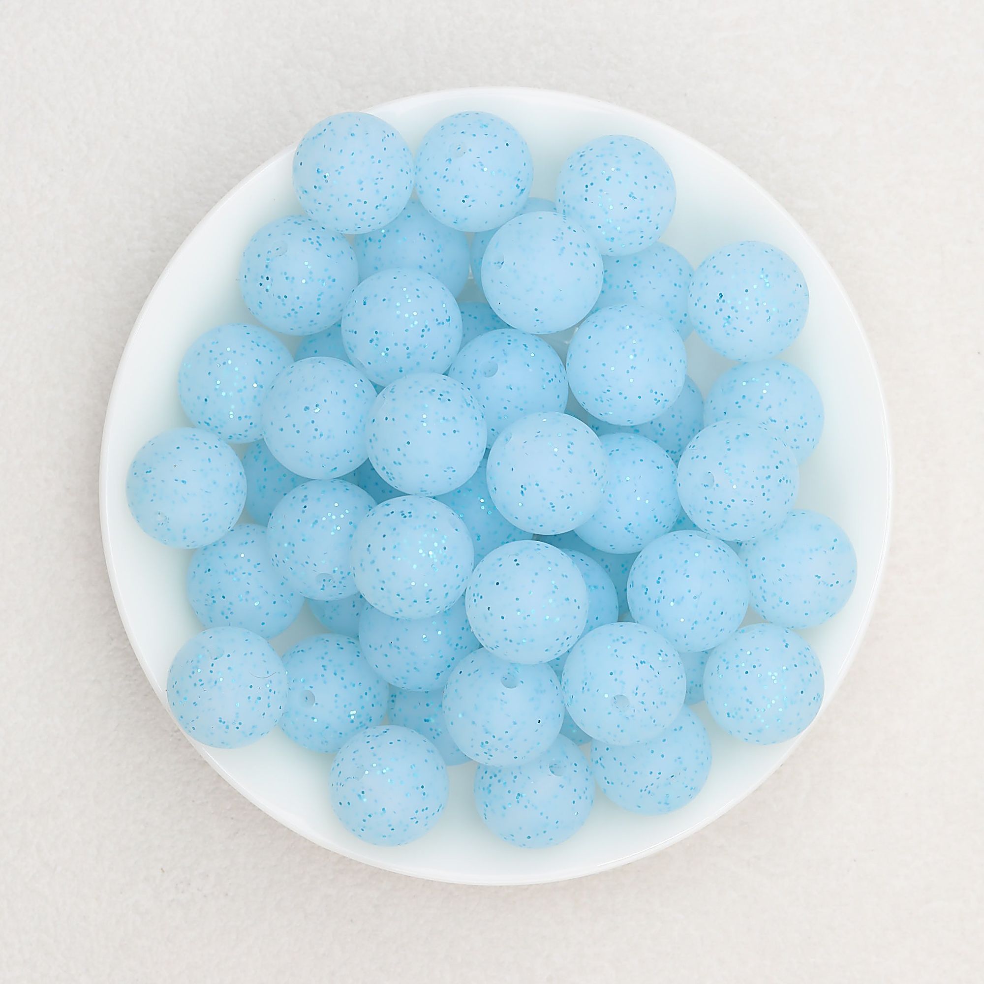 15mm Glitter Silicone Round Beads with 2.5mm Hole 50pcs - Glitter Blue