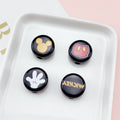 16mm Black Acrylic Character Round Beads with Face Icons 20pcs 4