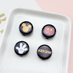 16mm Black Acrylic Character Round Beads with Face Icons 20pcs 4