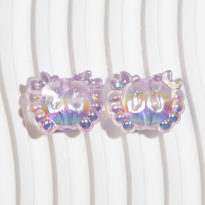 Plating 3D Crab Acrylic Beads 20mm Transparent Colorful 10pcs 9